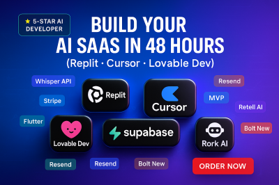 I will AI SaaS with Replit AI Cursor, AI Lovable Dev Bolt, New Supabase, Rork AI Retell