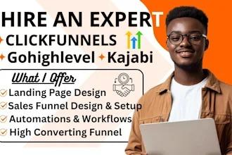 I Will GoHighLevel ClickFunnels Kajabi Membership Ebook Funnel Workflow Automations