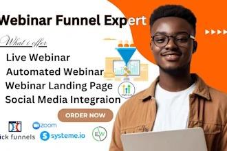 I Will Setup a Webinar Funnel Using EverWebinar, WebinarJam, and Integration with Zoom
