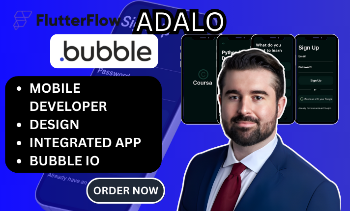 I will develop a Flutter, Adalo, or Bubble mobile app or MVP for your business