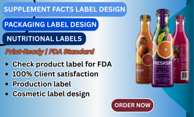 I will create FDA Nutrition Facts Label, FDA Label, Supplement Label