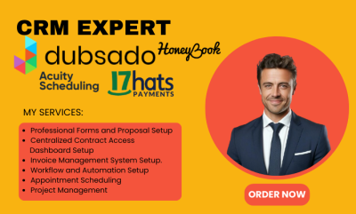 I Will Set Up Dubsado, HoneyBook CRM, 17hats, and Acuity Scheduling Expert
