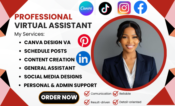 I will be social media manager editable Canva template Canva presentation VA