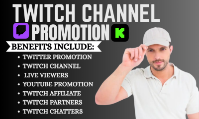 I will Twitch channel promotion for live viewers Twitch Affiliate Partner YouTube video
