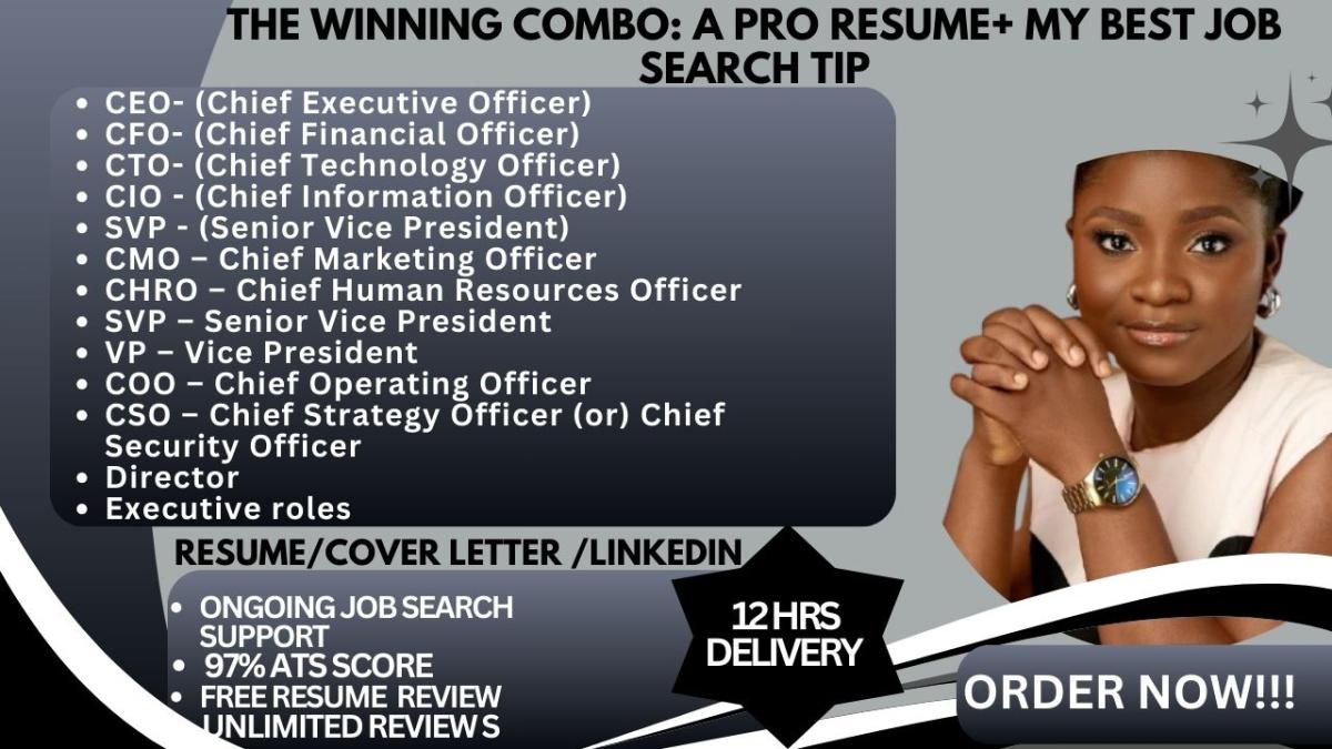 I will write a professional C-Suite Executive Resume