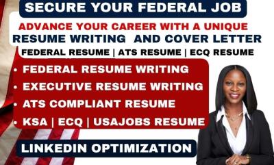 I will write federal resume, executive resume, cover letter, and LinkedIn optimization