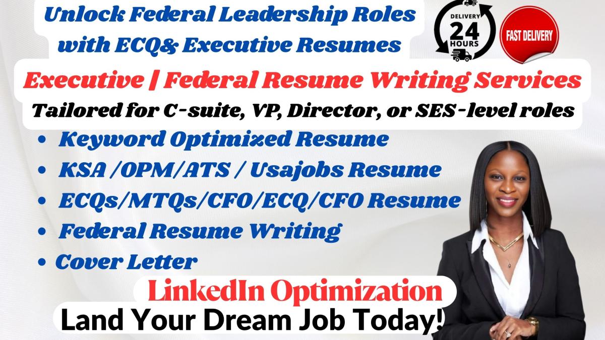 I will write executive resume writing ATS resume federal resume cover letter CV writing