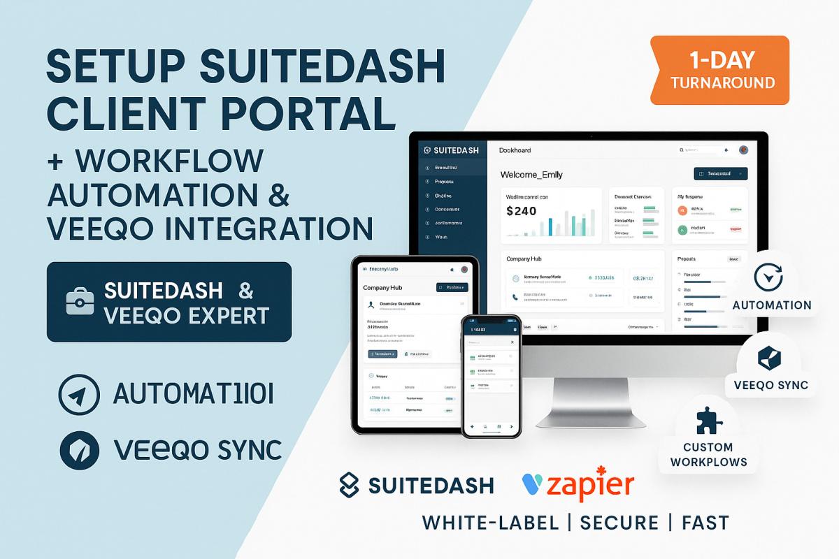 I will setup Suitedash Client Portal, Automate Your Suitedash Portal, Veeqo Integration