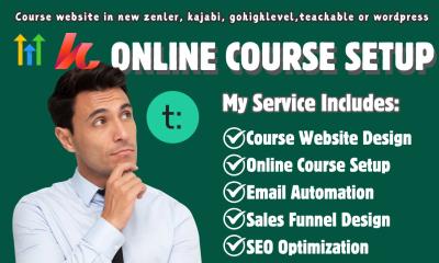 I Will Setup Your Course Website in New Zenler, Kajabi, Gohighlevel, EzyCourse, or WordPress