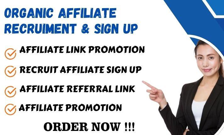 I will do affiliate referral link promotion, affiliate marketing affiliate link sign up