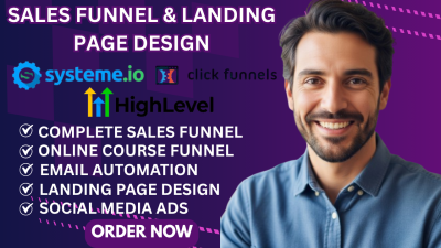 I will build sales funnel, landing page in Systeme.io, ClickFunnels, GoHighLevel