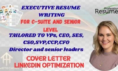 I will write professional executive resume ATS resume writing LinkedIn and cover letter