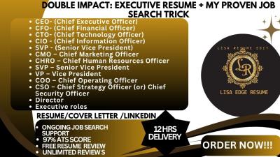 I will write a professional C-Suite executive and ATS friendly resume