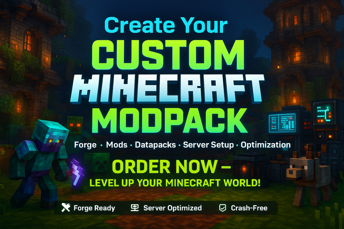 I will create, fix and optimize your custom minecraft modpack forge mods server