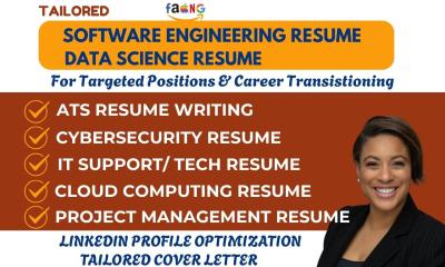 I will write software engineer resume writing, it, data science as a faang recruiter