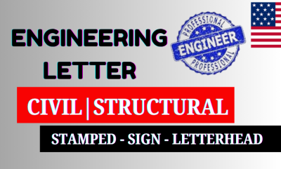 I will deliver sealed stamped structural or civil engineering letter as licensed PE