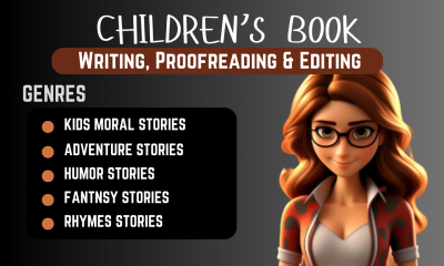 I will write children story book kids moral story as children book ghost writer