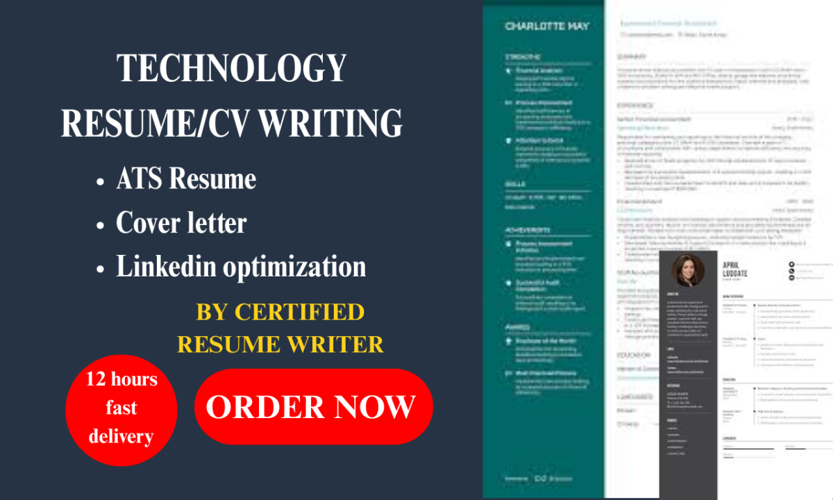 I will provide professional resume writing, tech CV, cover letter, and LinkedIn profile services