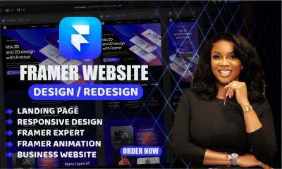 I will design Framer website, develop Framer website, Figma to Framer, animations in Framer