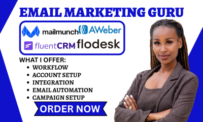 I will do Mailmunch ZeptoMail FluentCRM Email Automation Flodesk AWeber ActiveCampaign