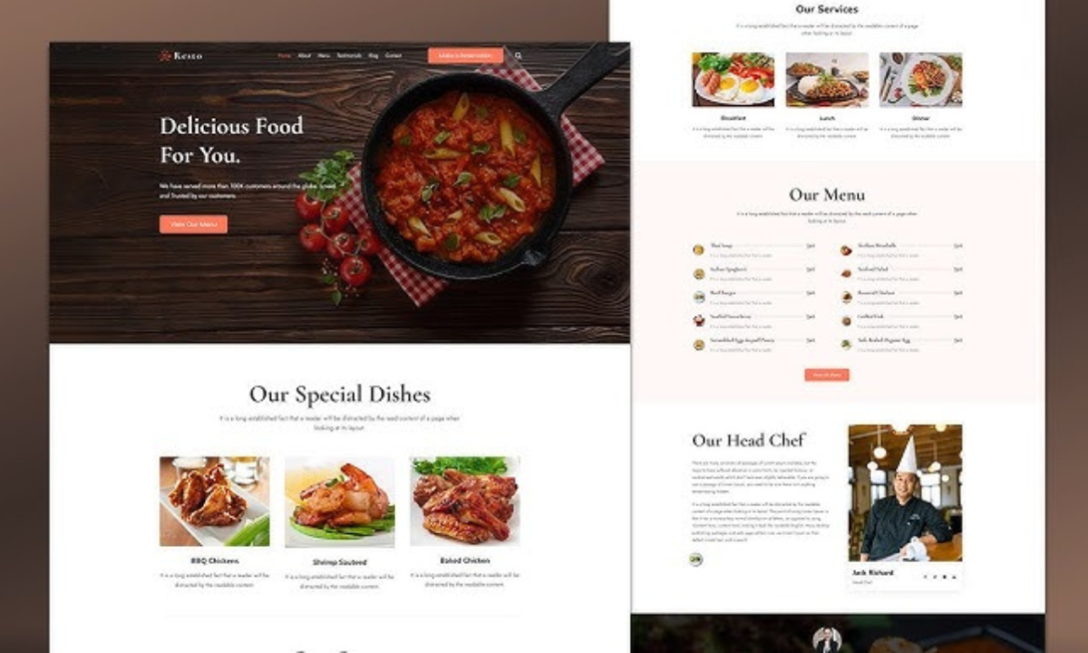 I will design a responsive WordPress restaurant website with online food ordering and food blog