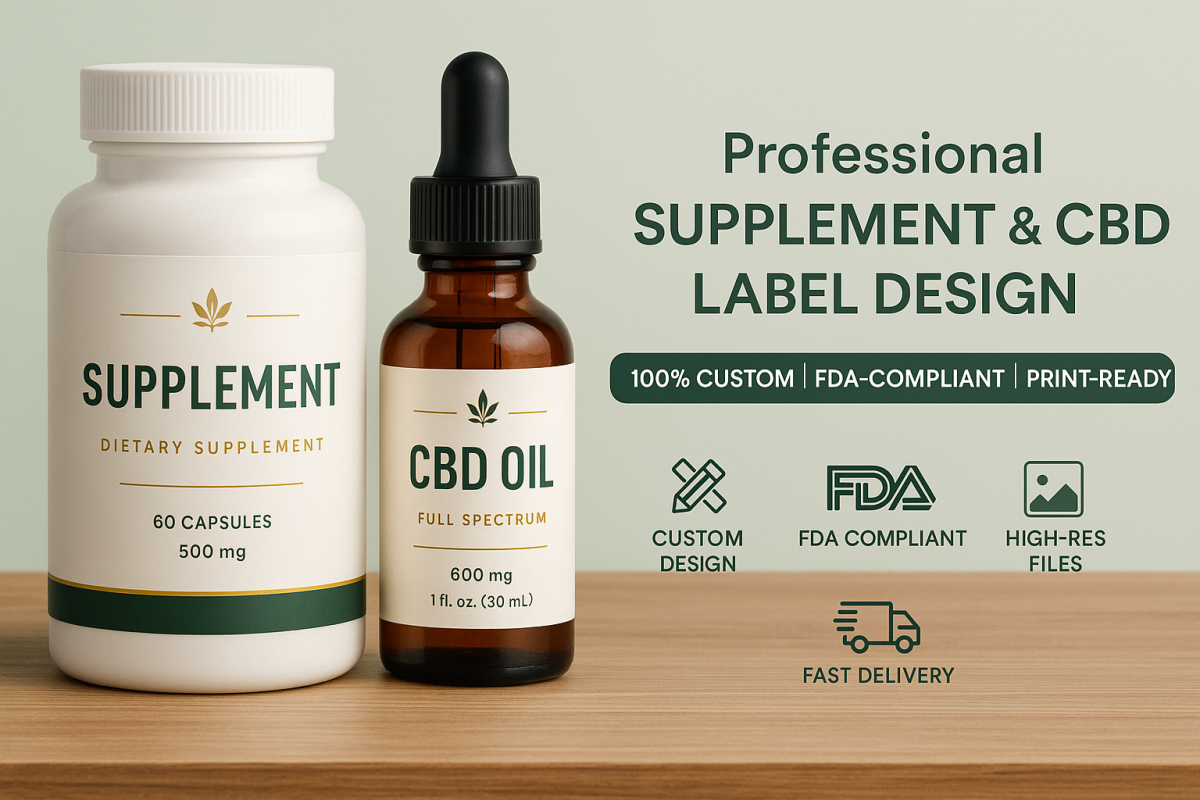I will do label design, supplement label, CBD bottle label design