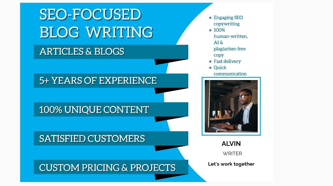 I will write SEO optimized articles or blog posts