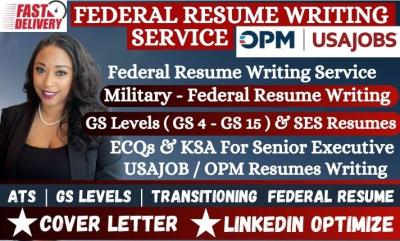 I will write federal resume for USAJOBS, executive resume, KSA response, resume writing