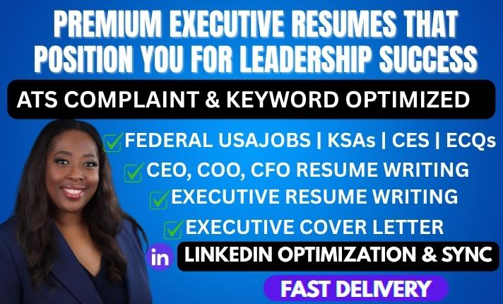 I will write an executive resume and cover letter tailored for professionals role