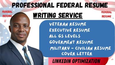 I will write federal resume, executive, military engineering federal resume, tech resume
