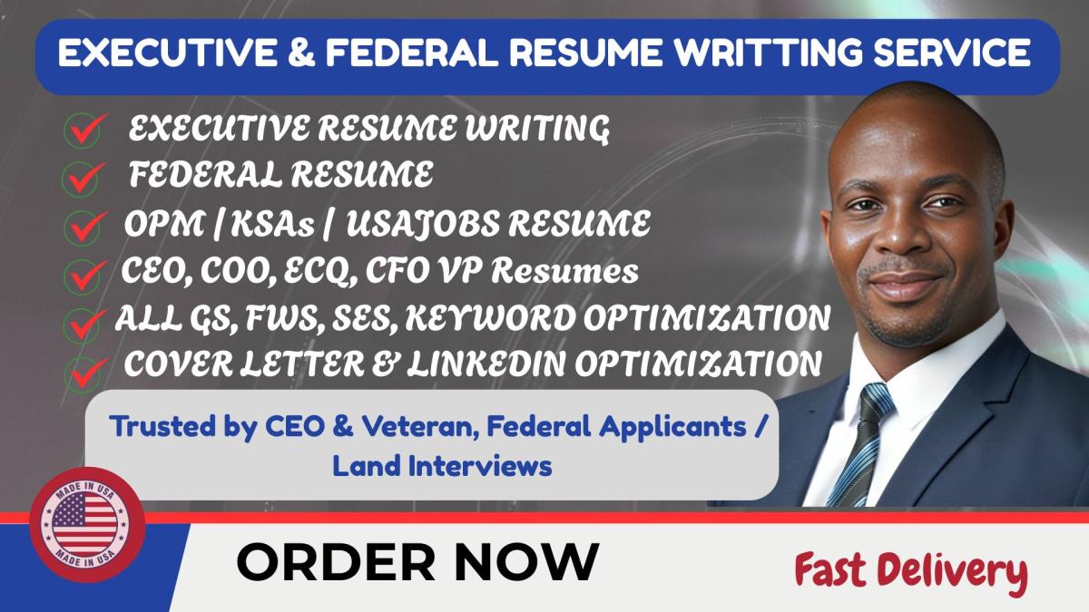 I will write professional resume, executive resume, federal resume for resume writing