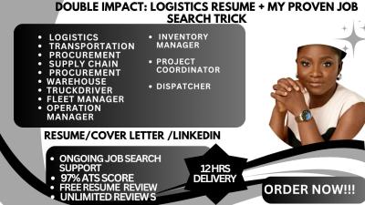I will write a logistics resume, procurement, warehouse and project manager resume