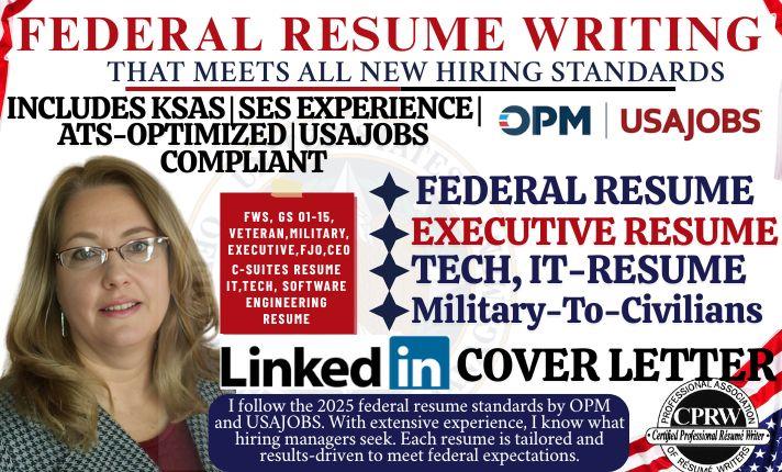 I will write federal resume for USAJOBS, government, executive resume, resume writing