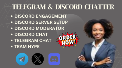 I will chat and engage in your discord server chat discord telegram chatters