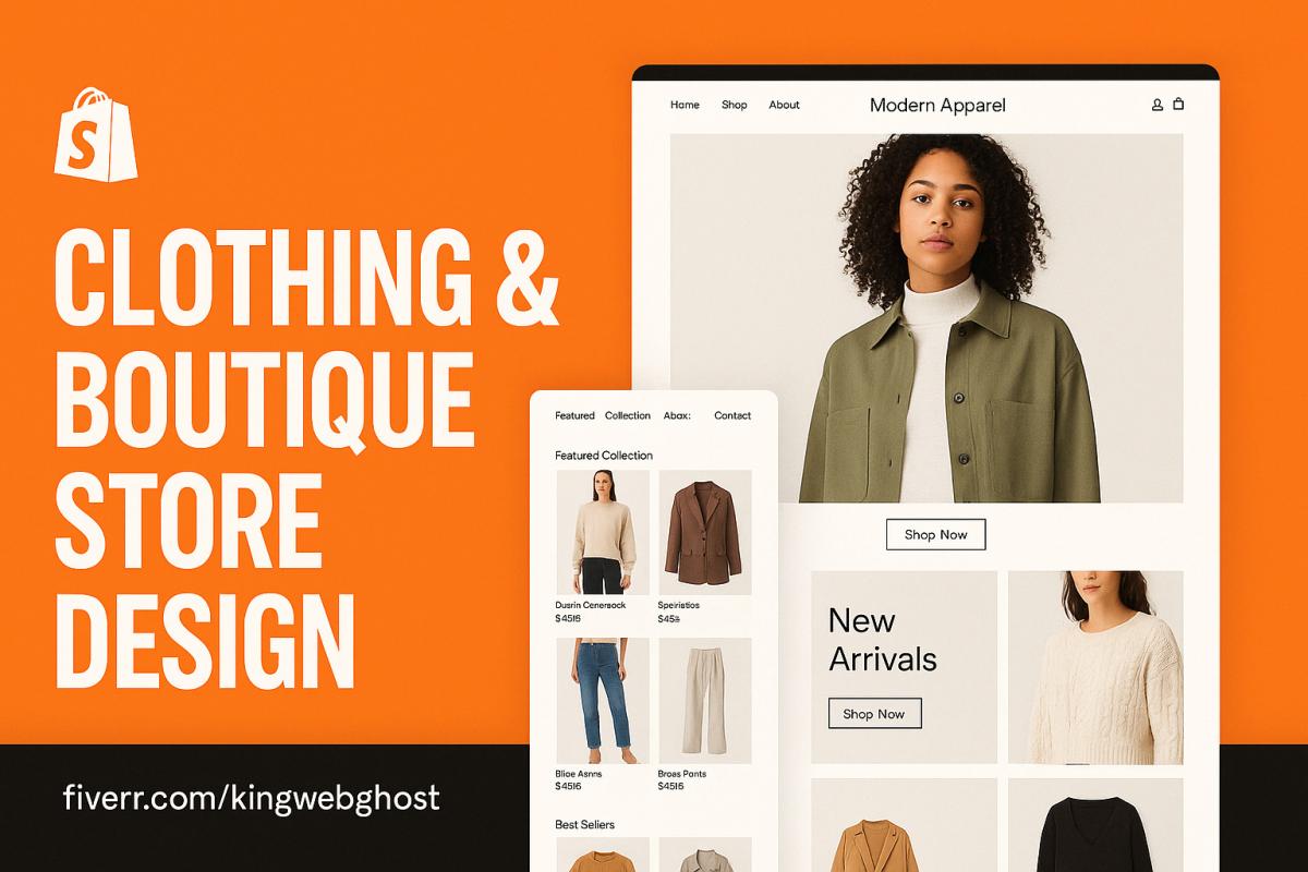 I will design and redesign your Shopify clothing store, Shopify website, and Shopify boutique brand
