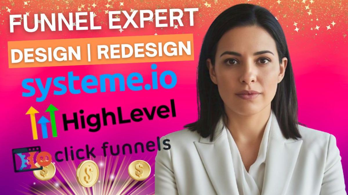 I will create sales funnel in Systeme IO, ClickFunnels, GoHighLevel
