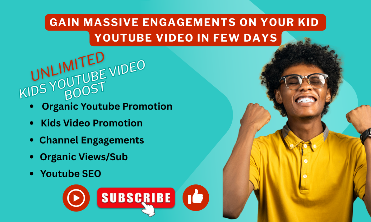 I will promote your kids YouTube videos to real targeted audience for monetization