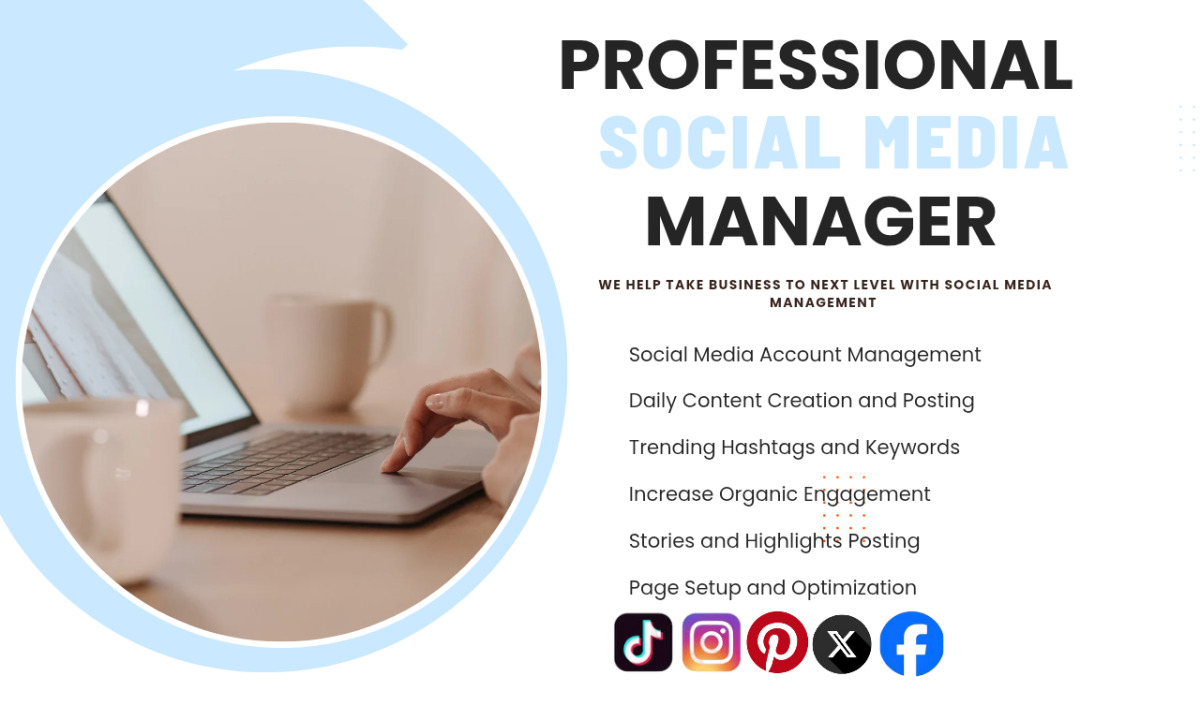 I will be your Social Media Manager, Content Creator, and Social Media Marketing Expert