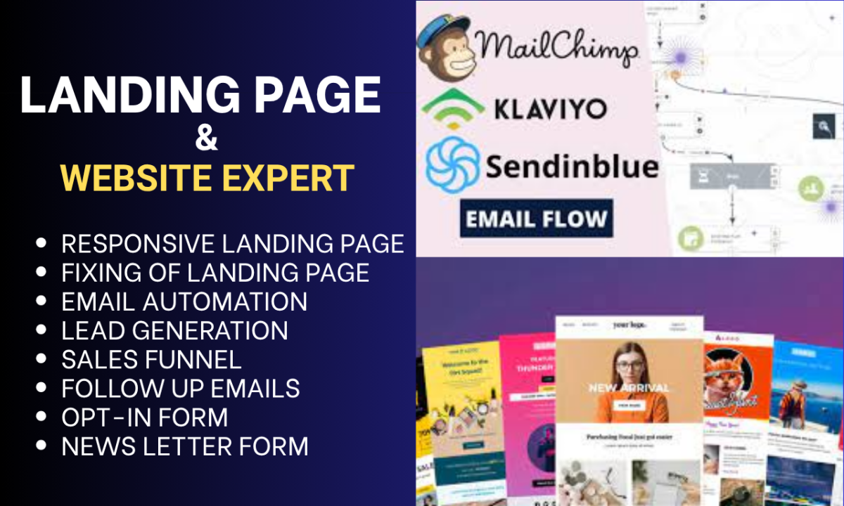 I will build high convert flow Wishpond Mailchimp Get Response and Klaviyo landing page