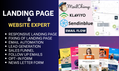 I will build high convert flow Wishpond Mailchimp Get Response and Klaviyo landing page