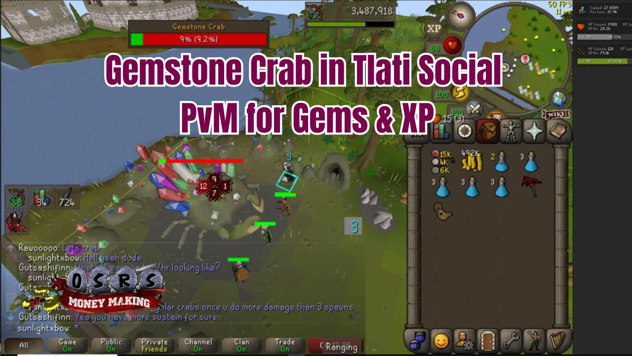 Gemstone Crab in Tlati: Social PvM for Gems & XP
