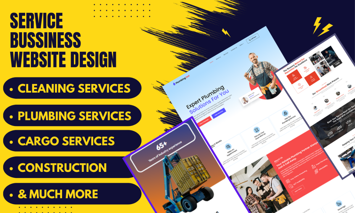 I will create cleaning, plumbing, painting, construction, cargo, HVAC services websites