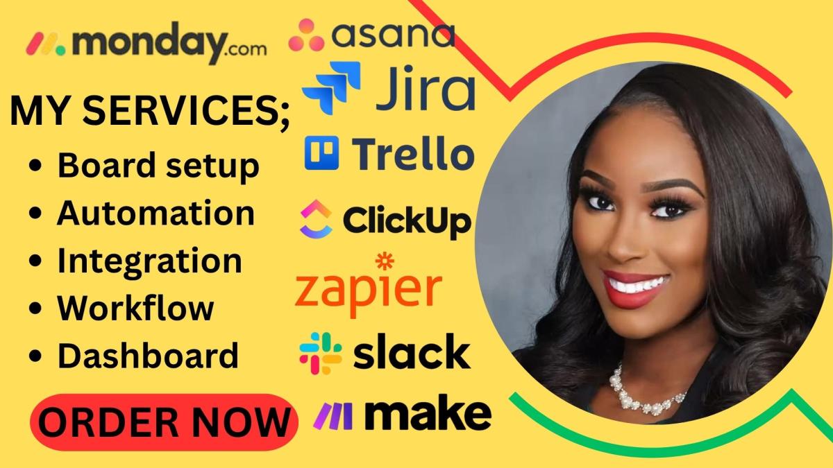 I will setup board workflow automation integration on Monday.com, ClickUp, Asana, Trello