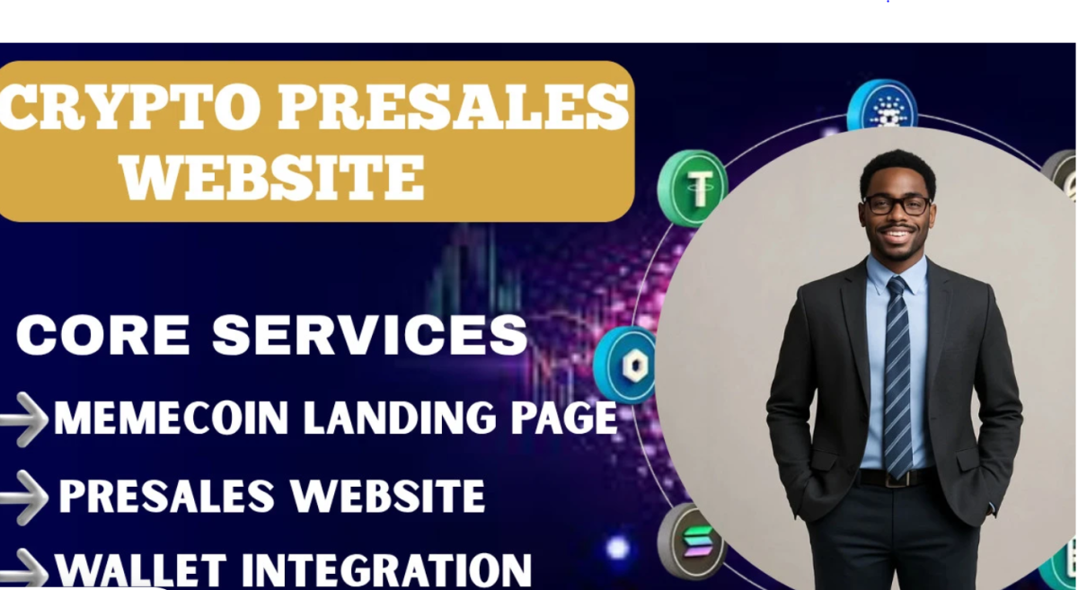 I will create crypto presale website memecoin landing page crypto wallet integration