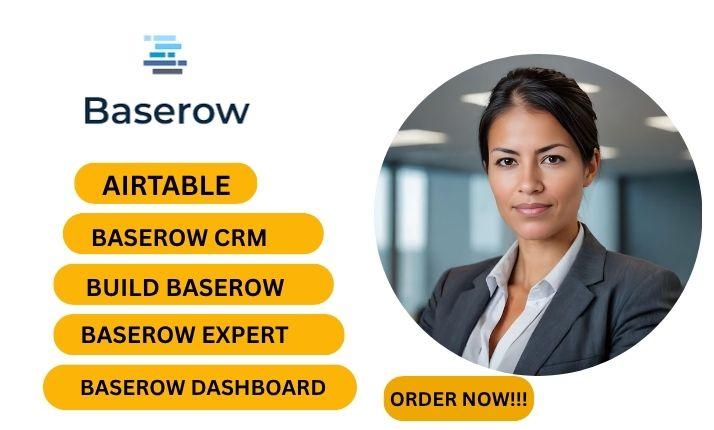 I will Baserow expert, Baserow database setup, Baserow dashboard, Baserow CRM, Airtable
