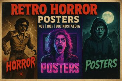 70s 80s 90s Retro Vintage Comic Horror Movie Poster Deco