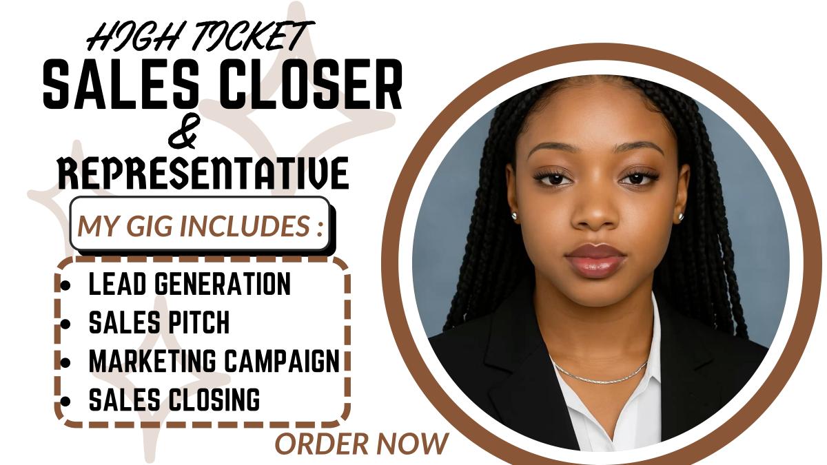 I will be your high ticket sales rep, sales closer, sales agent, salesperson, telemarketing