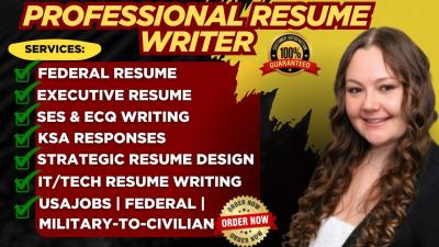 I will write resume writing federal resume executive resume cover letter linkedin opt