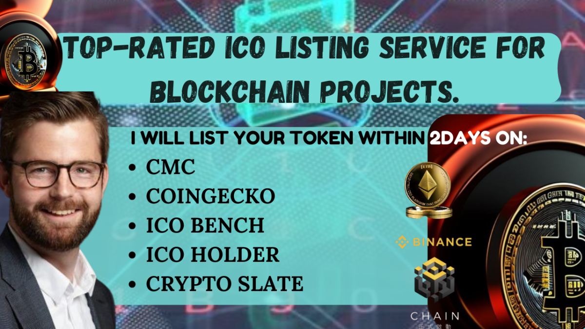 I will do pro coin listing, token listing, ICO listing on CMC, CoinGecko and more