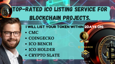 I will do pro coin listing, token listing, ICO listing on CMC, CoinGecko and more